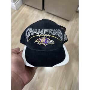 NEW Vintage Baltimore Ravens AFC Champions Hat NFL Pro Line Black